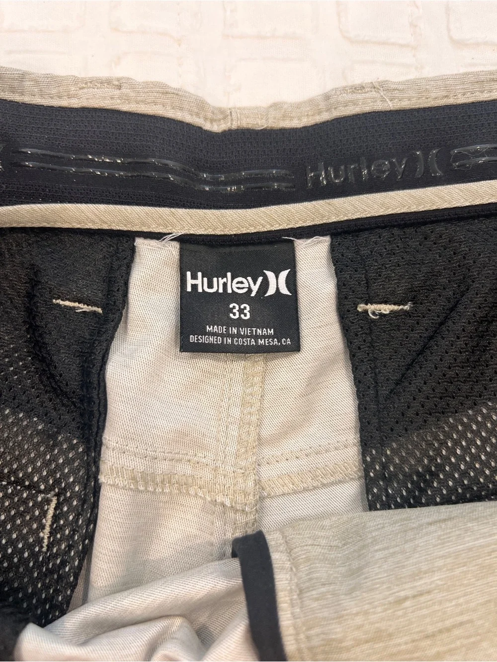 Hurley Men's Light Beige Flat Front Shorts
